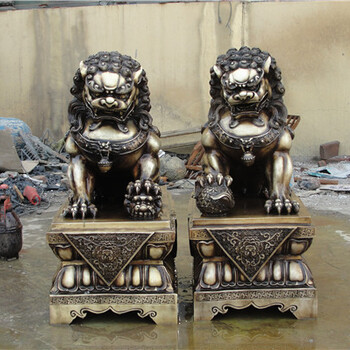 大型铜狮子故宫门狮纯铜狮子厂家仿古铜雕塑工艺品欧式狮子铜雕